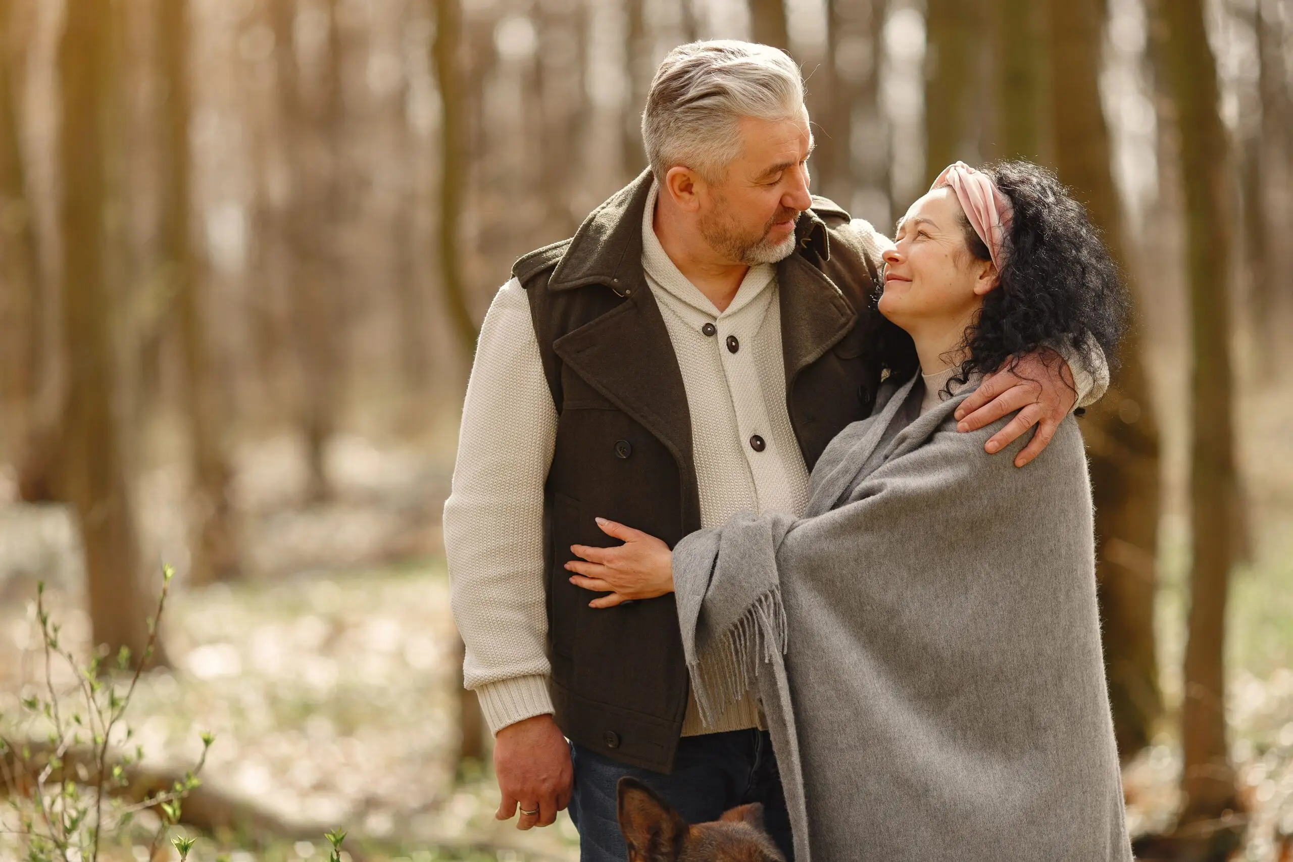 Mature couple together outdoors